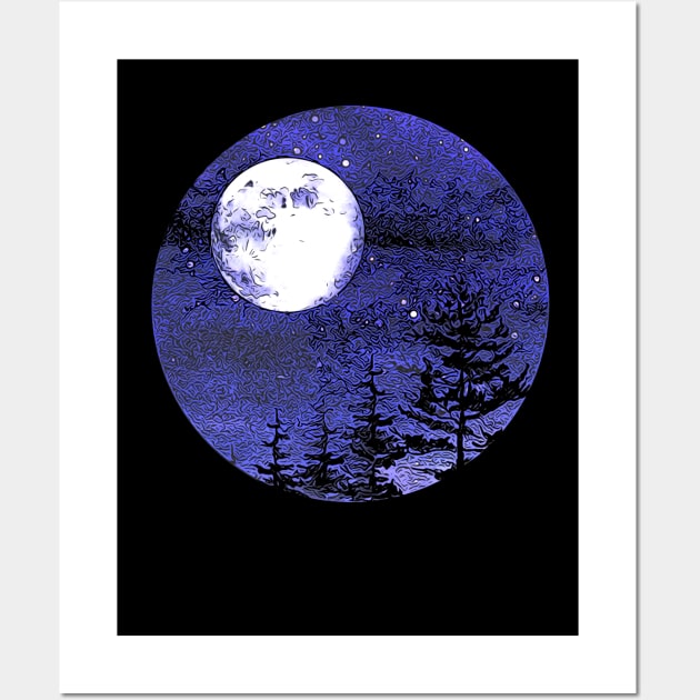 Nigth sky and moon in forest Wall Art by Collagedream